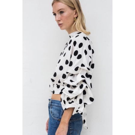 HELLO PARRY DORIS POLKA DOT RUFFLE TOP