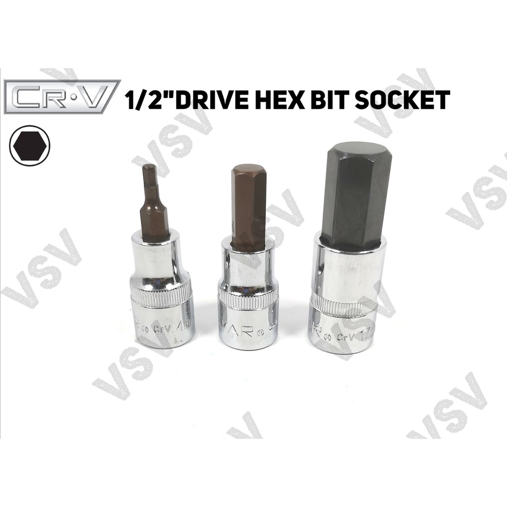 Gestar Hex Bit Socket 1/2&quot;DR 17mm, 19mm Kunci Shock L Kunci L sok