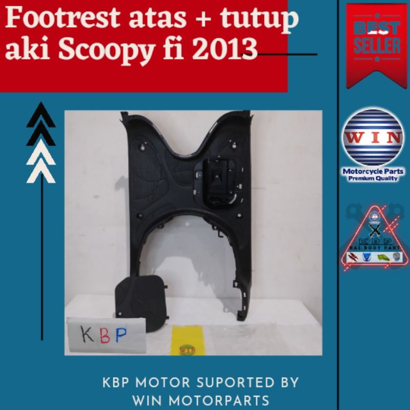 Pijakan Kaki + Tutup Aki Scoopy 110 FI 2013 2014 2015 | footrest atas WIN | bordes pijakan motor inj