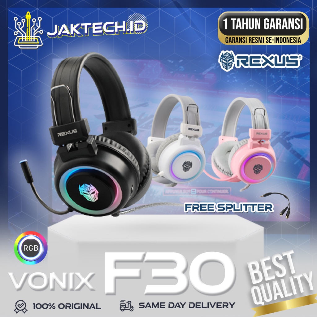 Rexus Vonix F30 Headset Gaming RGB Dual Jack with USB ORIGINAL