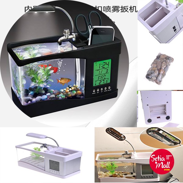 Aquarium Ikan Cupang Mini / Akuarium Ikan Cupang Hias Unik Dengan Pompa Air dan Lampu