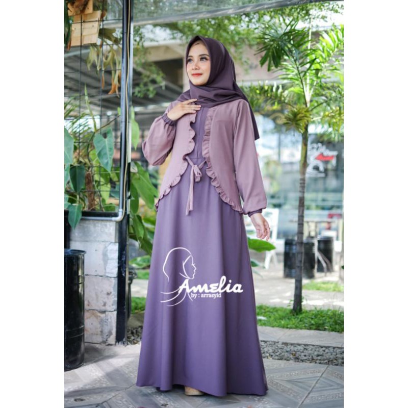gamis itycrepe blezer amelia warna hitam kuning n ungu purple