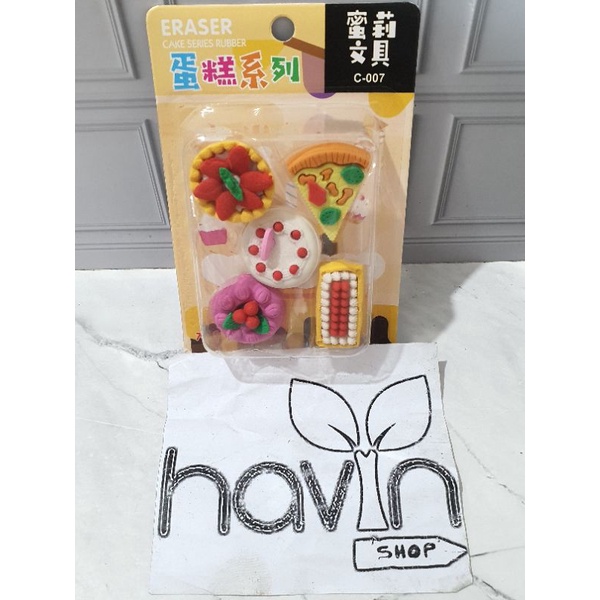 Penghapus lucu makanan kue/STIP KUE/hapusan fancy/hapusan set/stip-P