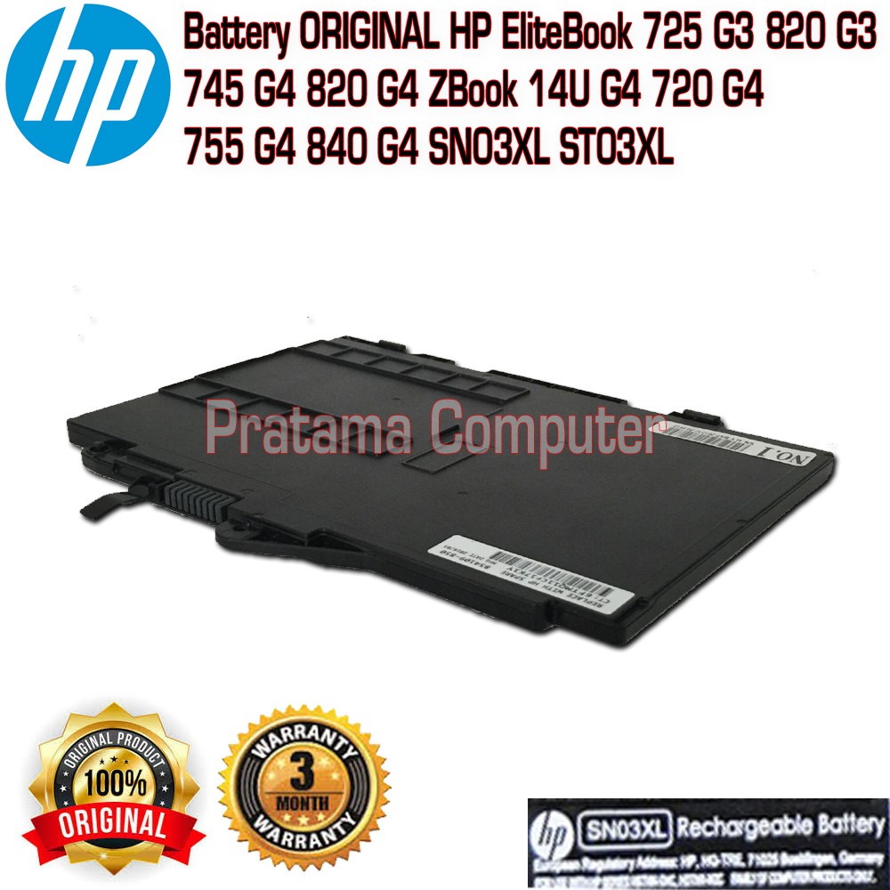 Baterai HP EliteBook 725 G3 820 G3 745 G4 820 G4 ZBook 14U G4 720 G4 755 G4 840 G4 SN03XL ST03XL ORI