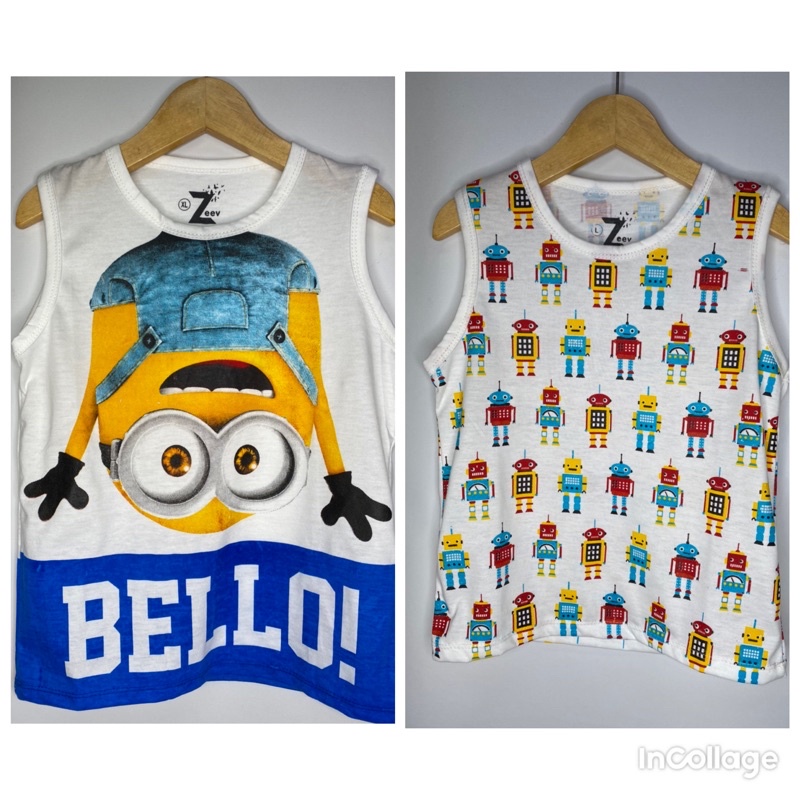 Singlet anak laki-laki-singlet HELLO MINION-singlet ROBOT 1-11 tahun