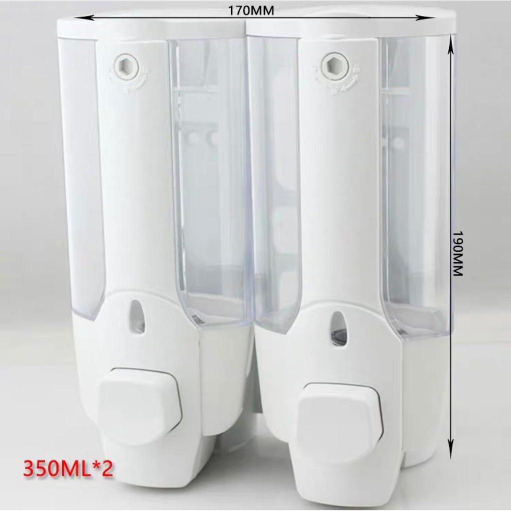 NFS665 Dispenser Sabun Mandi Cair Multifungsi Tempat Shampoo DOUBLE Serbaguna with Key Lock-Putih