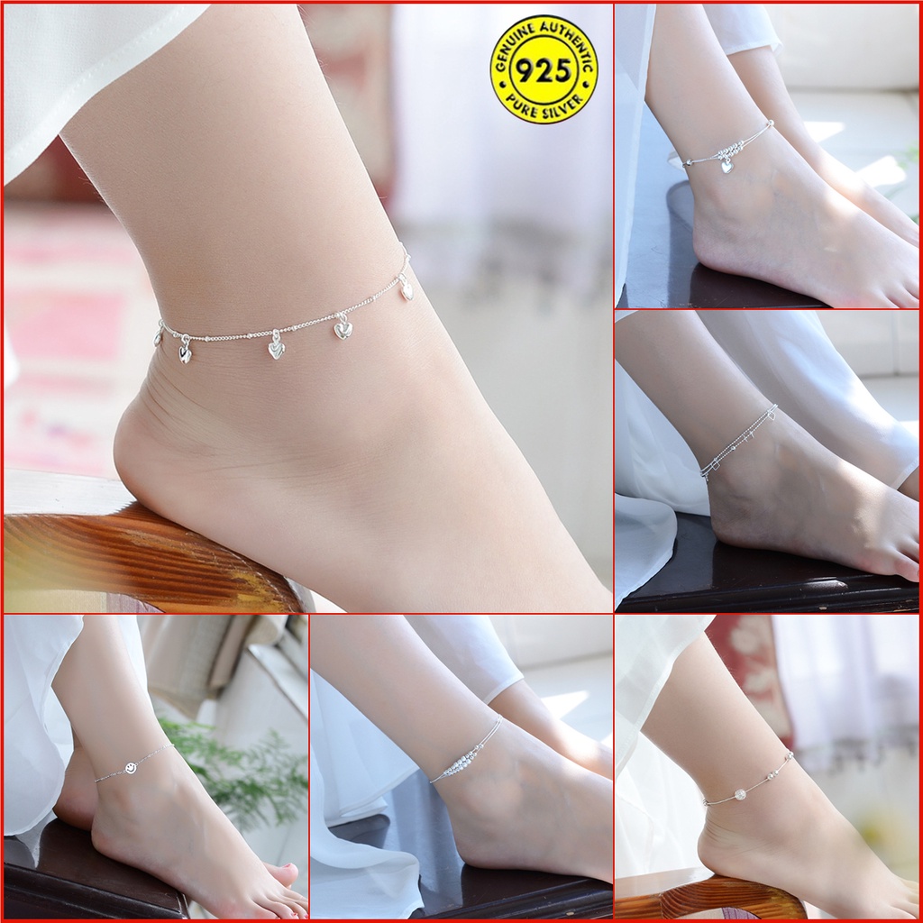 S925 Silver Anklet Anti-Allergy 50 Styles