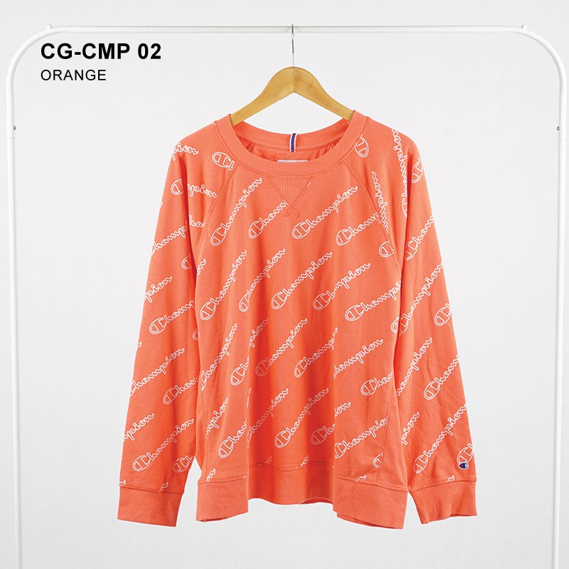 ORANGE MERK CHAMPION ORIGINAL UNISEX KAOS SWEATER CEWEK COWOK