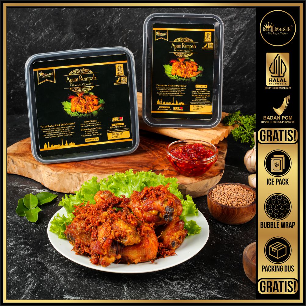 RadjaFood.id — Ayam Ungkep Rempah Bumbu Kuning / Lengkuas / Abon — BERGARANSI ENAK!