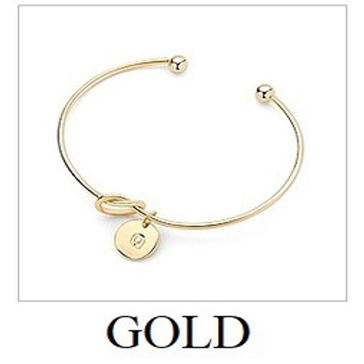 UNIK - G525 (A - M) Gelang Huruf Abjad / Gelang Bangle Fashion Wanita / Gelang 26 Alphabet-Gold