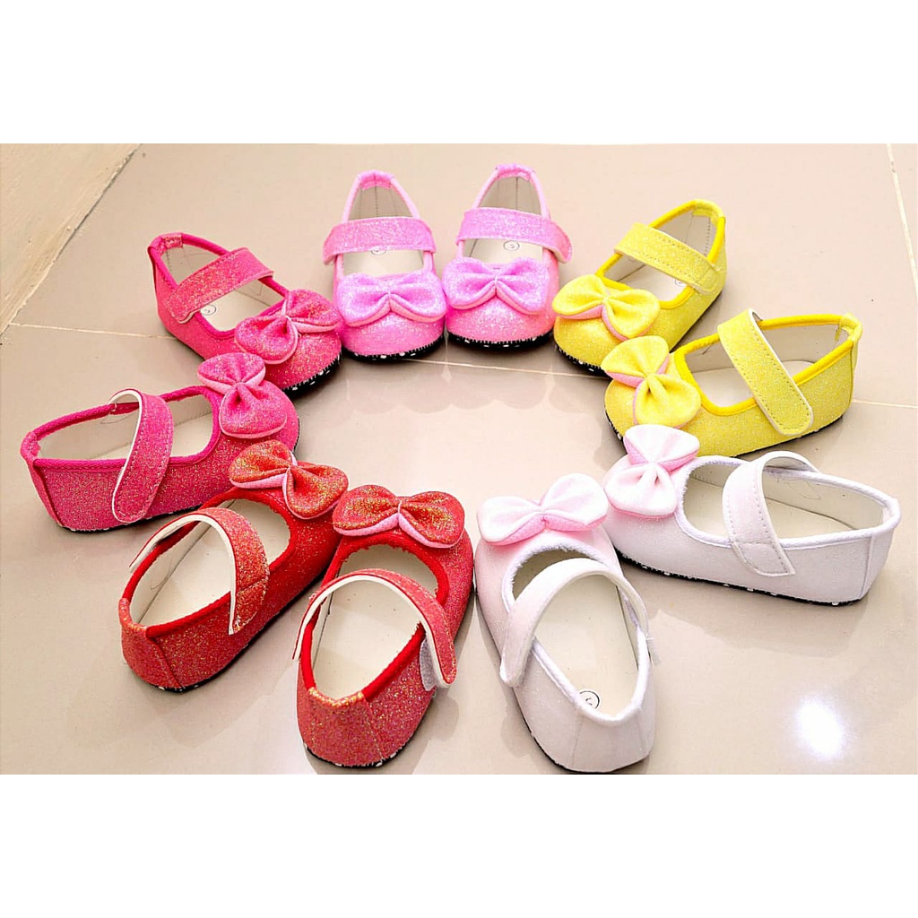 SEPATU FLAT BAYI BABY SHOES GLITTER 0-12 BULAN