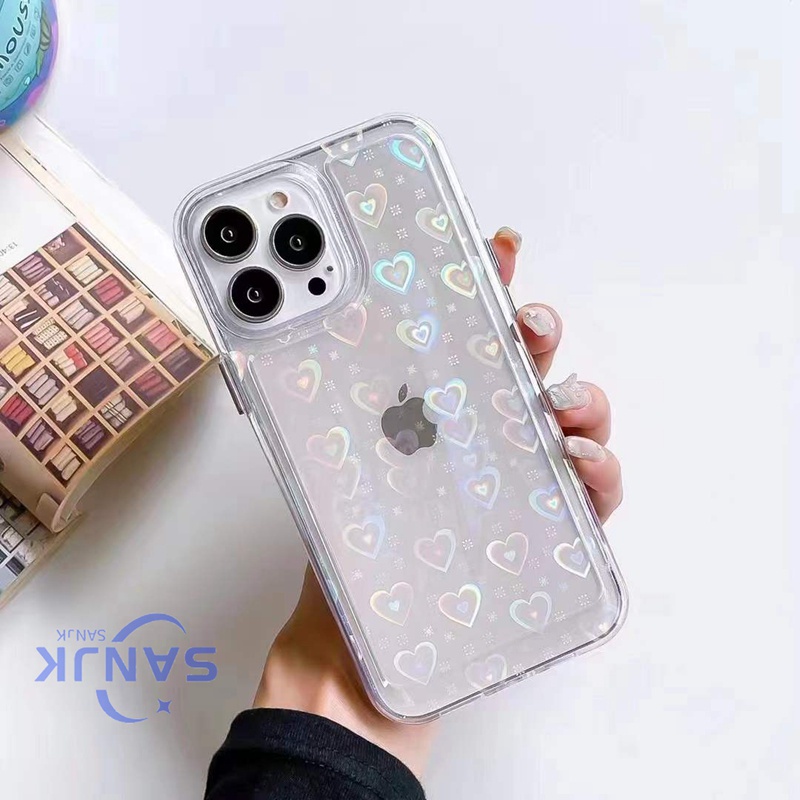 New ! ! Fashion gradient laser love iPhone case 13 Pro max 11 12 Pro Max X XR XS MAX full cover iPhone 7 8Plus X XR XS MAX full protection Transparent case