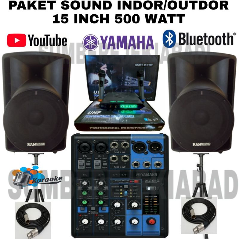 DISTRIBUTOR PAKET SOUND INDOR-OUTDOR YAMAHA 15 INCH SPEAKER RAMSOUND ACTIF 500 WATT