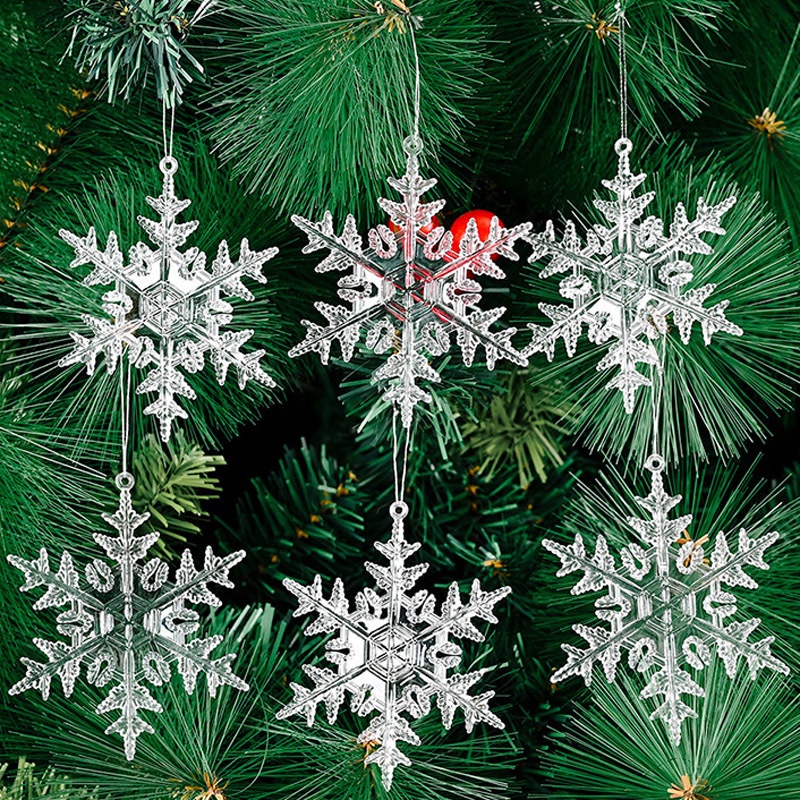 Ornamen Liontin Desain Snowflake Model Transparan Untuk Dekorasi Pohon Natal