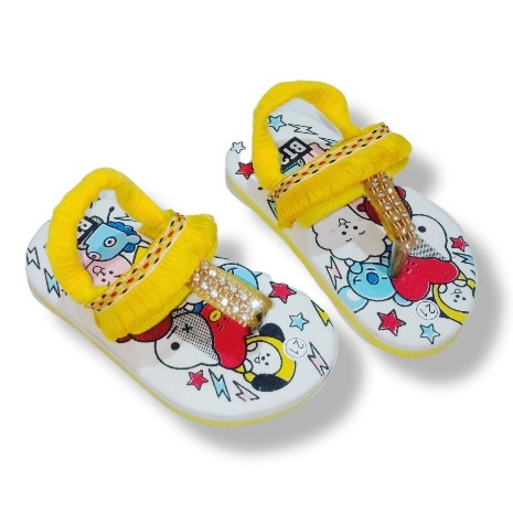 Sandal Bayi Motif BT21 Model Jepit Dayak Terbaru