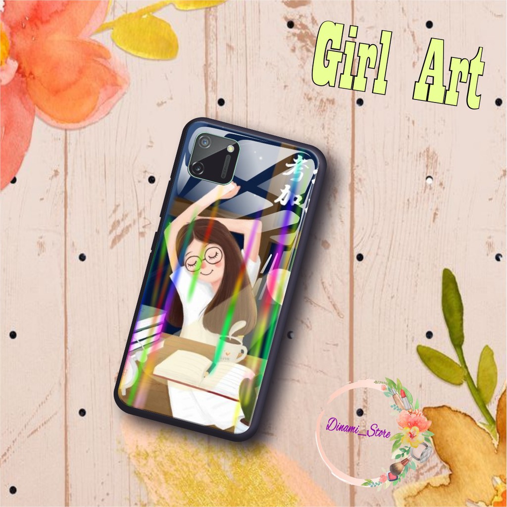 Back case glass aurora GIRL ART Oppo A3s A1k A5 A9 2020 A7 F9 A5s A31 A52 a53 A92 A37 A57 DST1683