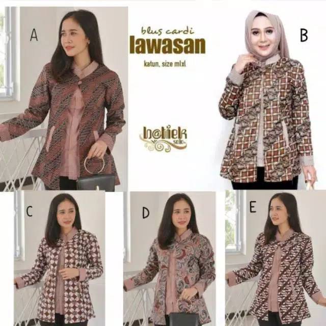 Blus Cardi katun murah halus batik lawasan lengan panjang atasan baju batik ABG remaja putri cewek cewe modis keren tradisional unik etnik kancing depan seragam seragaman kembaran kantor kerja wanita