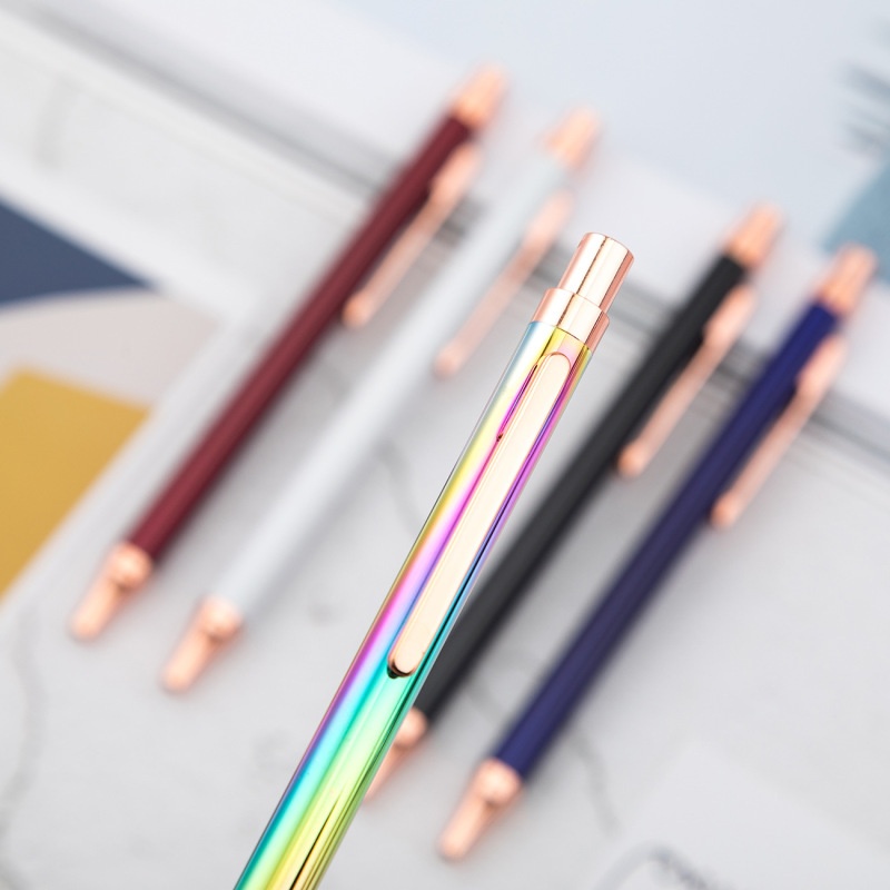 1 Piece Colorful Press Design Metal Ballpoint Pen Business Signature Pen School Students Stationery