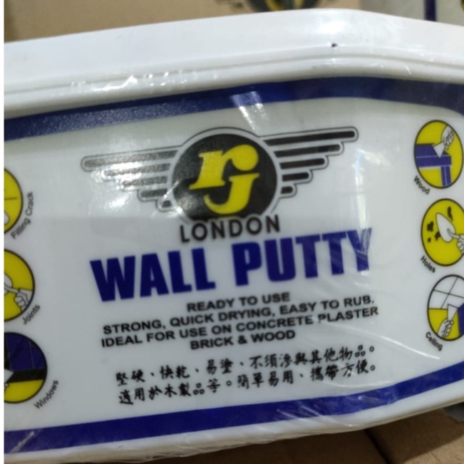 RJ Wall Putty Dempul Premium Dempul Tembok Kayu Serbaguna RJ London (500gram)