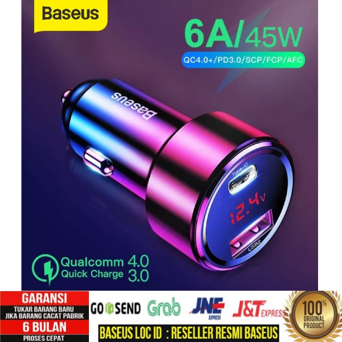 Car Charger Baseus Charger Mobil Quick Charge USB Type C 45W/6A