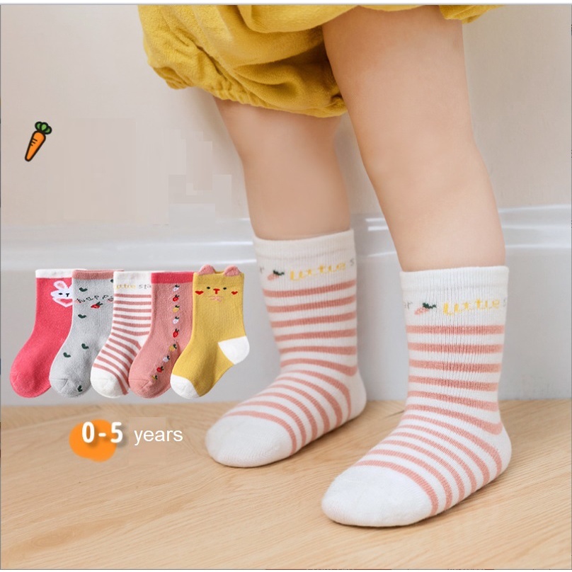 NEW (1 Set 5 psg) Set kaos kaki anak perempuan import animal