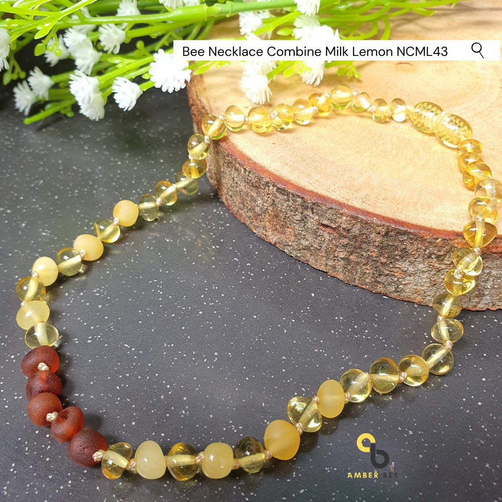 Kalung Amber Anak Premium Combine Lemon Milk Cognac NC43 By Amber Bee