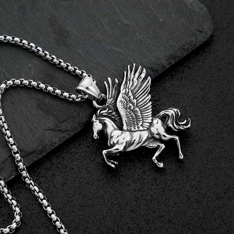 Kalung Liontin Pegasus Hipster Gaya Retro Eropa Amerika Untuk Pria Dan Wanita