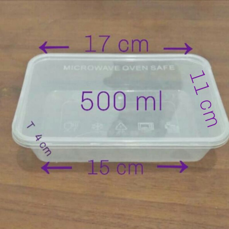 25 pcs-Box thinwall Plastik 500ml/PP5/kotak makanan/microwave/bento/salad/brownies/nastar