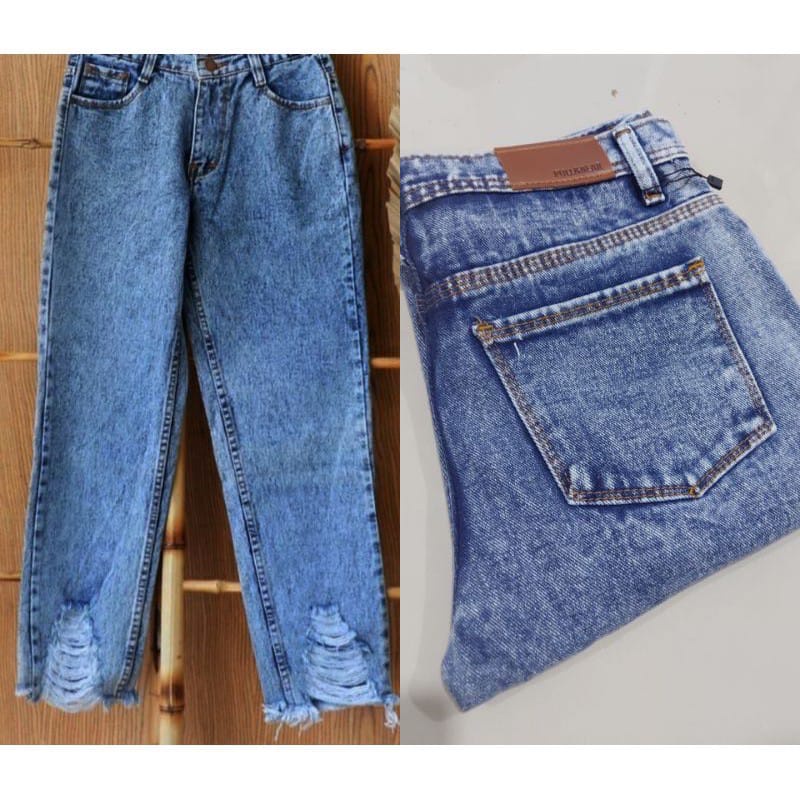 Tq88indonesia Celana Panjang Jeans Wanita Terbaru /  Celana Boyfriend Jeans Wanita Glecca / Celana Jeans Cewek Sobek / Ootd