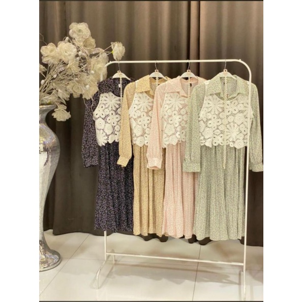 tunik rompi bunga belt mutiara vivorie/dress rompi vivorie