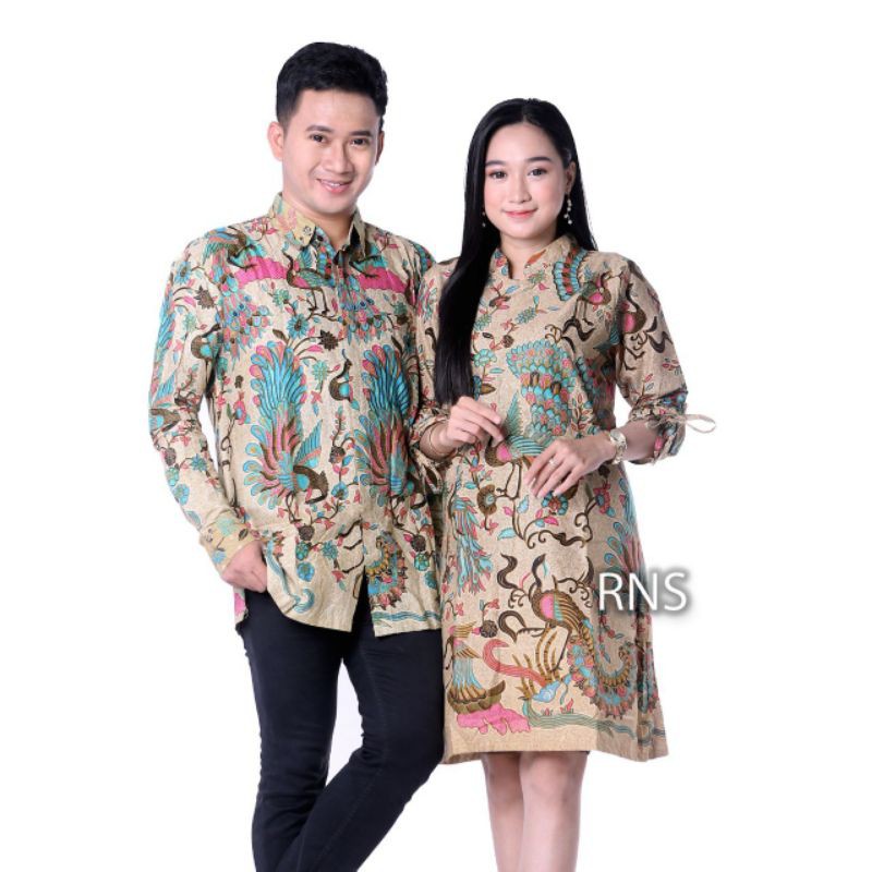 Batik Couple Keluarga Sania Ruffle Ori Ndoro Jowi Dnt Sogan Motif Merak Tosca