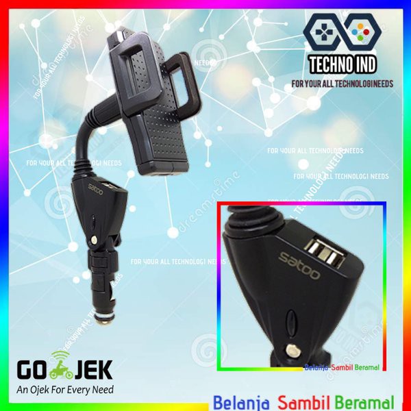 Dijual Satoo Car Charger 2 Port USB With Phone Holder Premium Quality terbaik