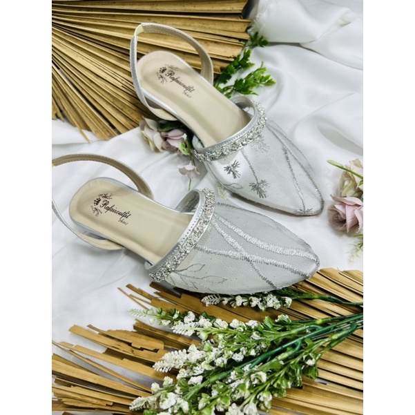 RAFAIZOUTFIt -stella diamont tali hells wanita sepatu brukat 2 warna 3cm tahu wedding shoes