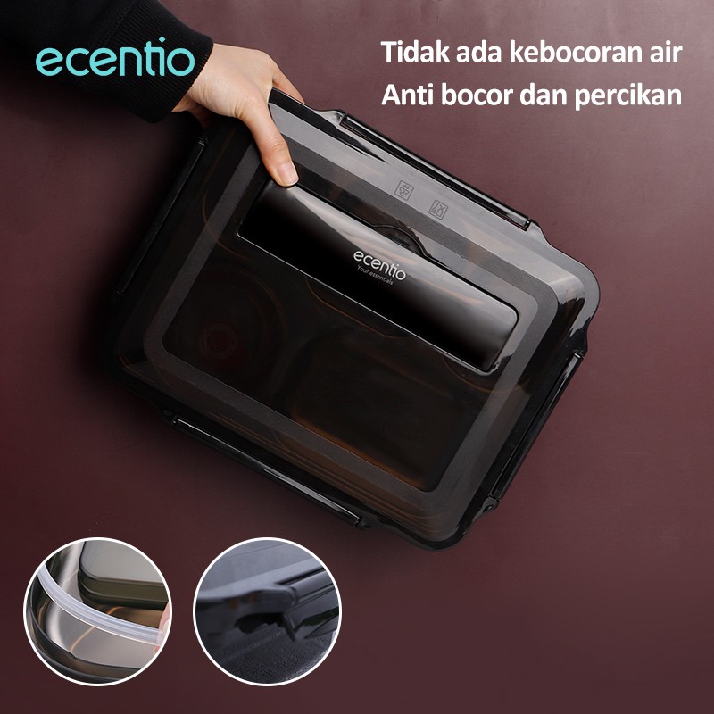 ecentio 5 Grid Kotak Makan Stainless Steel 304/1200ml+300ml Mangkuk sup/kotak bekal/lunch box