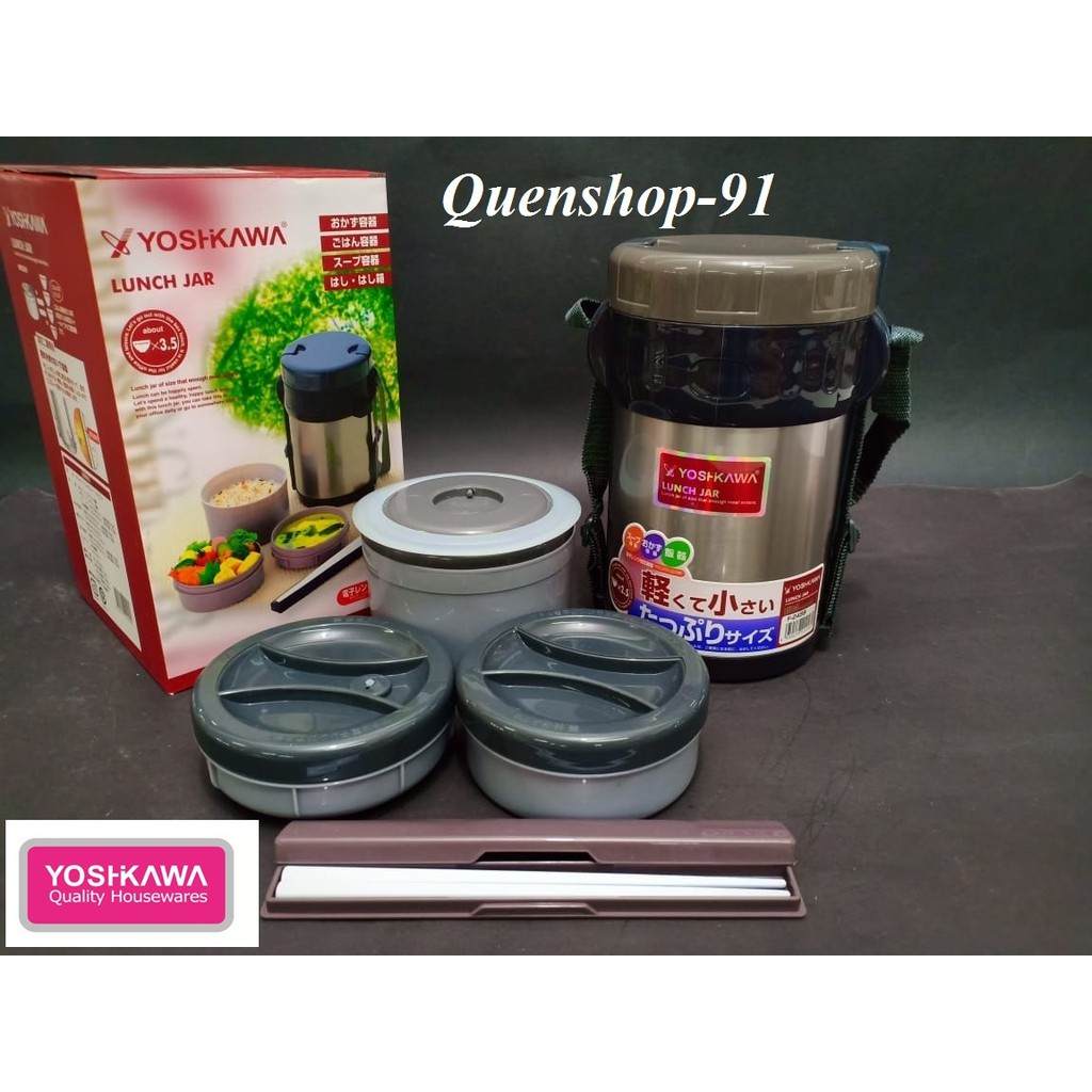 YOSHIKAWA KOTAK MAKAN / LUNCH BOX / LUNCH JAR 3 SEKAT UKURAN 2 LITER F-2458