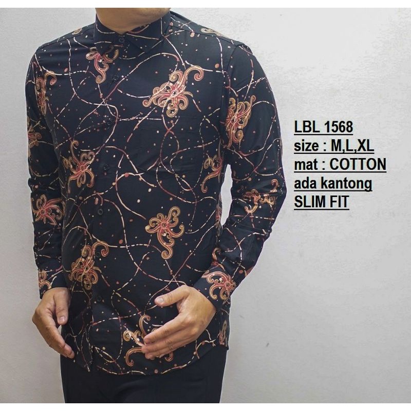 BATIK PRIA SLIMFIT ASLI bahan katun 40s merk resmi luigi batani