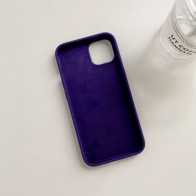 Soft Case Silikon Warna Ungu Tua Untuk IPhone 11 12 13 14 Pro X XR XS Max 7 8 Plus