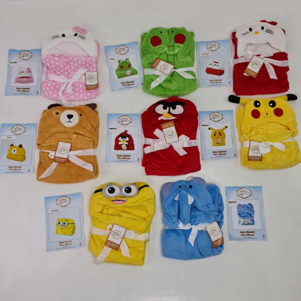 Selimut Bayi VALLERY QUINCY Baby Blanket Hoodie Karakter Terbaru Terlaris