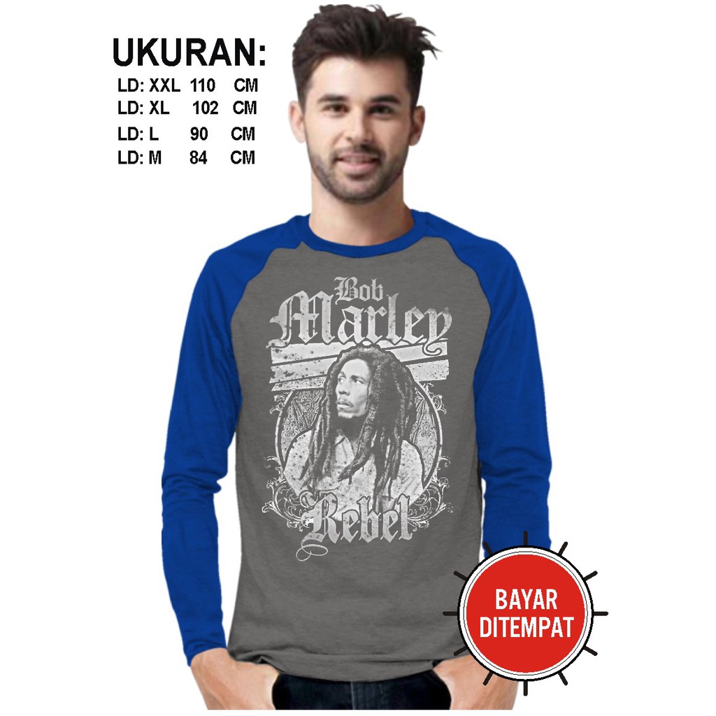 kaos metal bob marley/kaos distro/reglan lengan panjang/trend terkini
