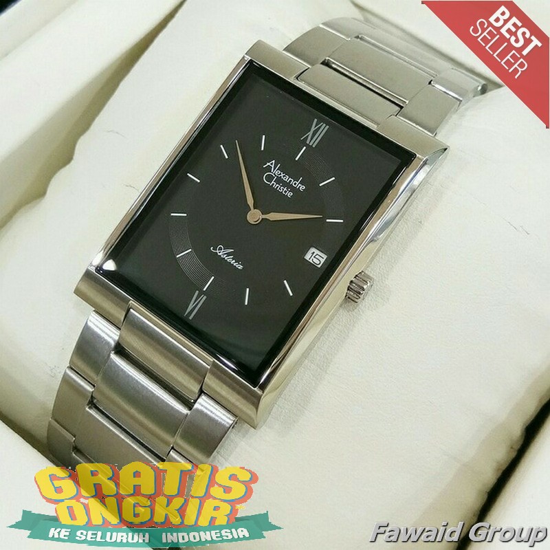 Best Seller Jam tangan Pria ALEXANDRE CHRISTIE AC 8535 ASTERIA PRIA SILVER BLACK ORIGINAL