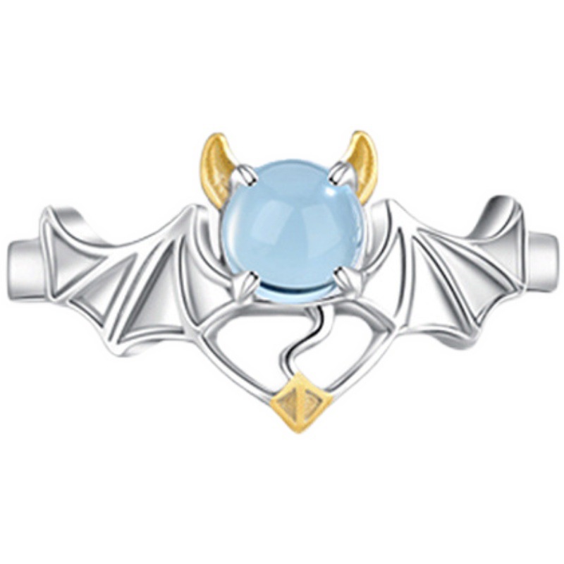 Cincin Model Terbuka Dapat Disesuaikan Desain Angels Demons Moonstone Untuk Pria Dan Wanita