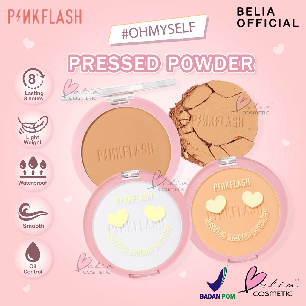 ❤ BELIA ❤ PINKFLASH Lasting Matte Pressed Powder PF-F08 (✔BPOM) PINK Flash