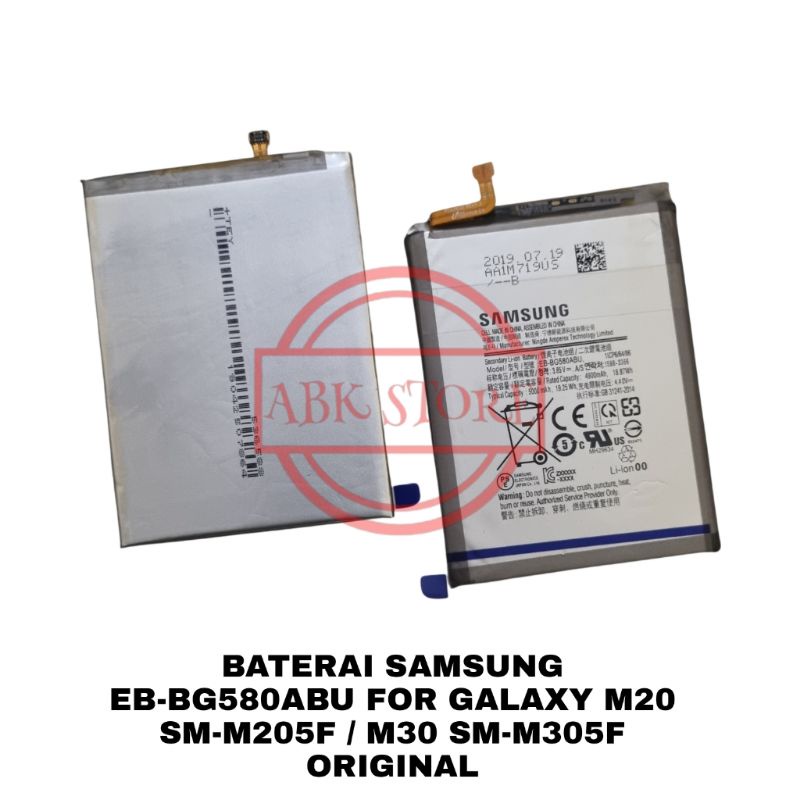 BATRE BATERAI BATTERY SAMSUNG GALAXY M20 SM-M205F / M30 SM-M305F EB-BG580ABU ORIGINAL