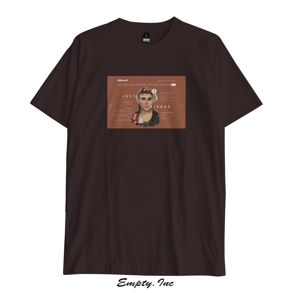 Kaos Justin Bieber Music Tee / Rap Tee Billboard Merch
