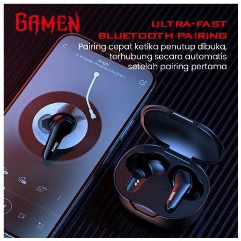 GAMEN Sirens Headset Earphone Bluetooth 5.0 TWS LED HD Sound Garansi