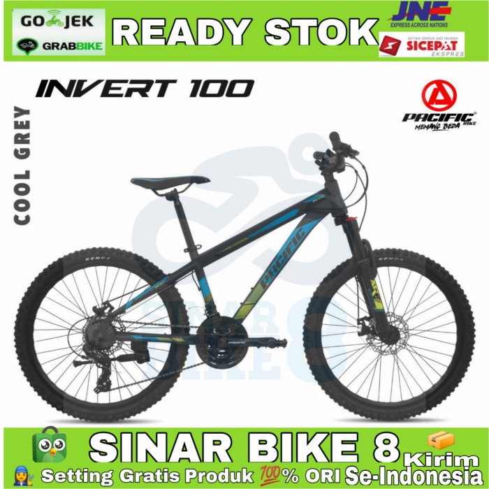 Sepeda Gunung 24 Inch MTB PACIFIC INVERT 100 3x 7 Speed Rem Cakram - Cool Grey