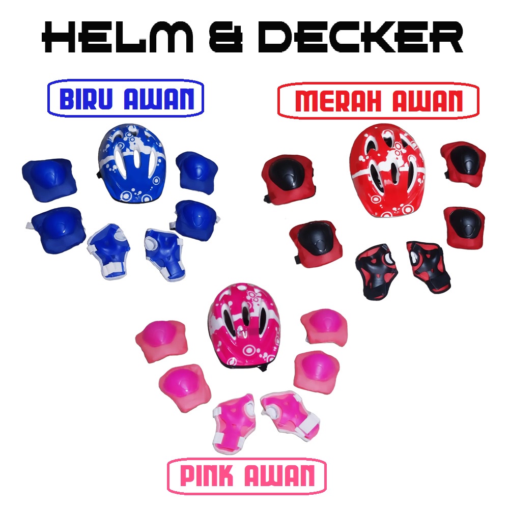 Helm Dekker + Full Set Pelindung Lutut/Siku/Tangan