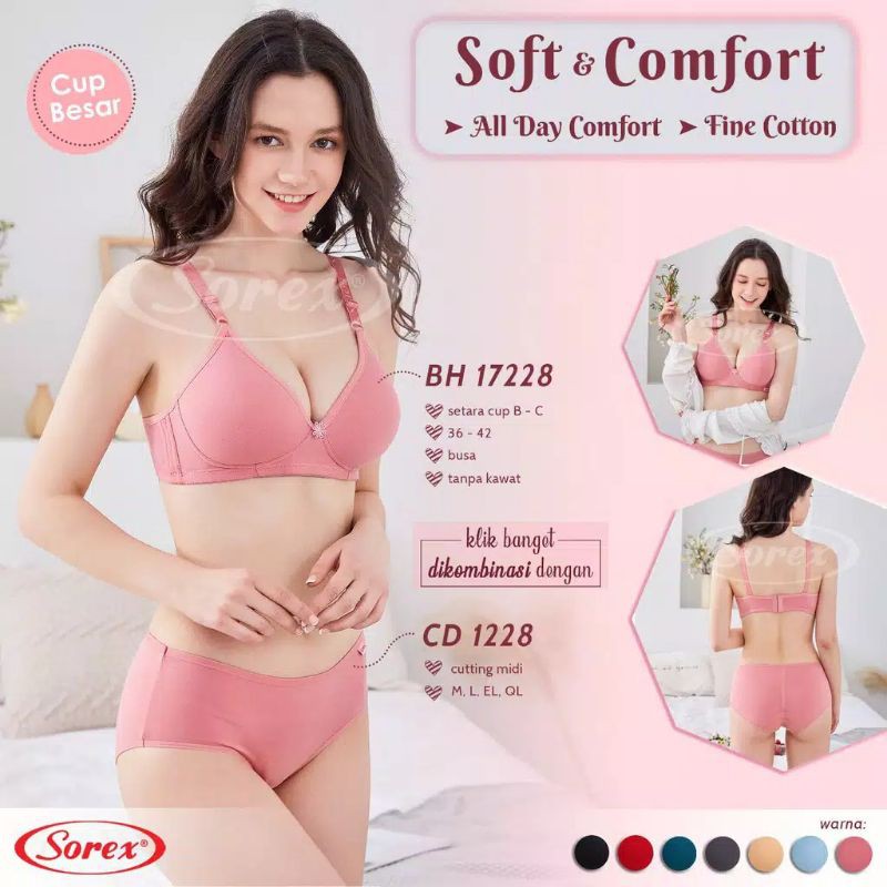 SOREX Bra soft &amp; Comfort 17228 Busa tanpa kawat setara cup B-C