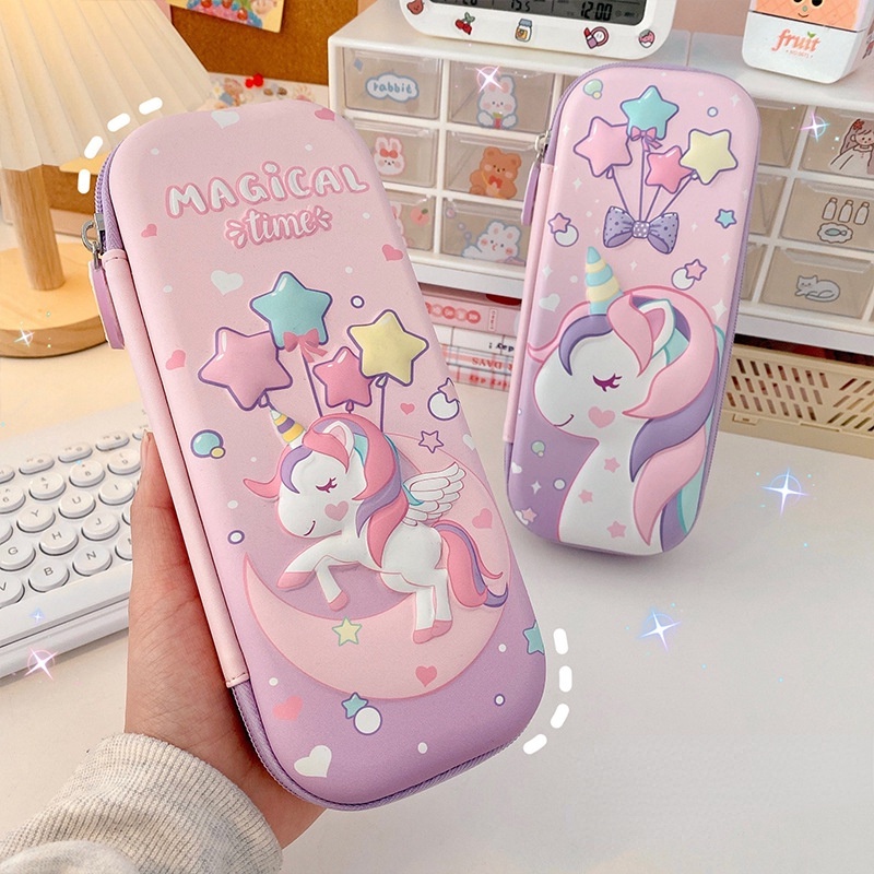 Tempat Pensil Motif Unicorn 3D Ukuran Besar Untuk Anak Perempuan