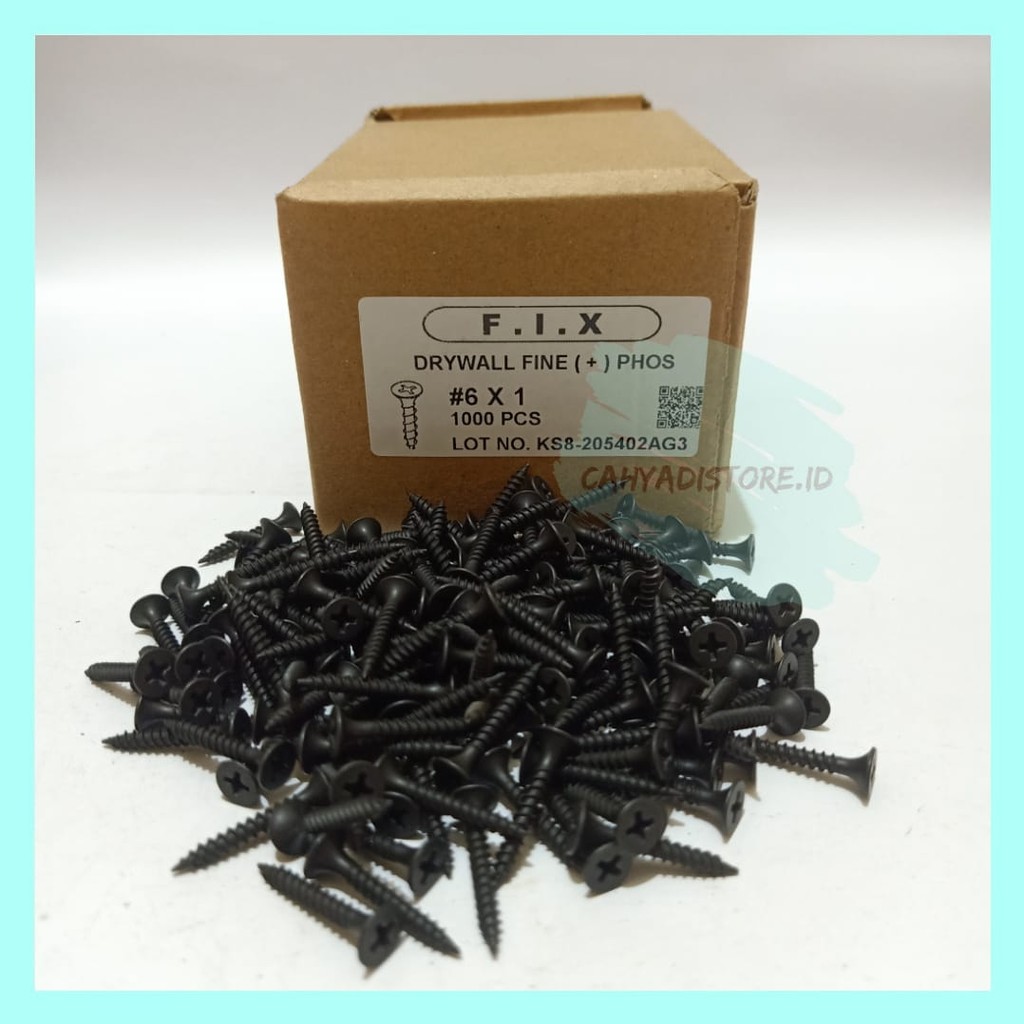[Isi 50 pcs] Paku Gypsum/Sekrup Gypsum/Fix Drywall hitam 6 x 1 inch-1